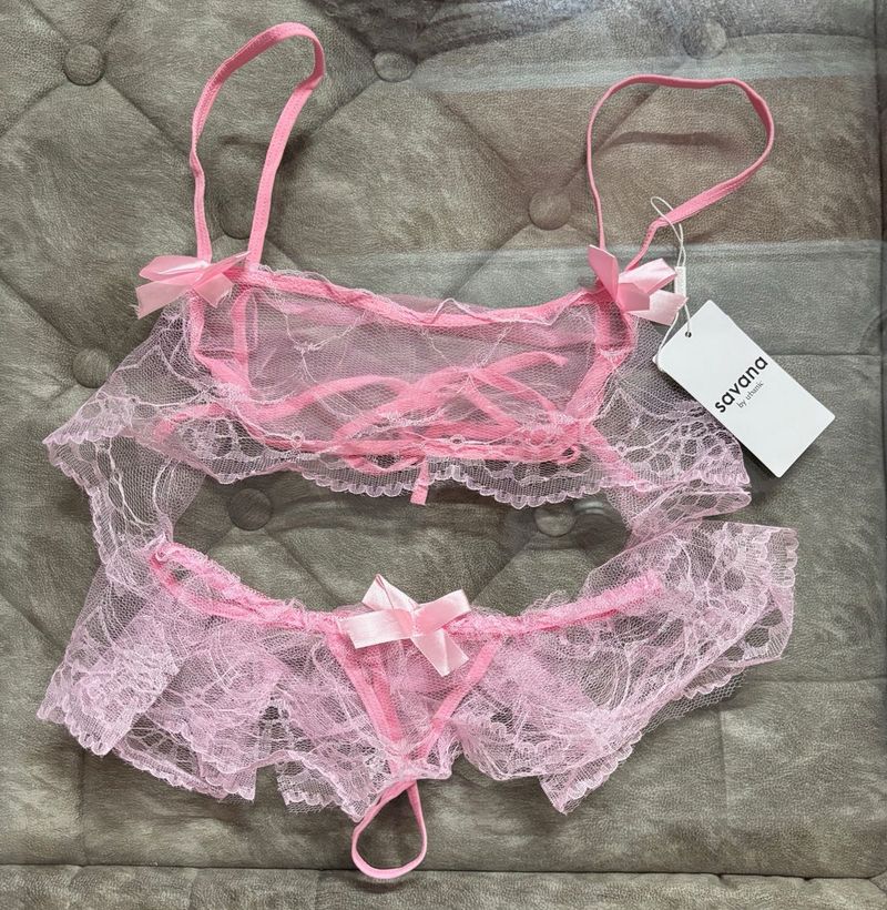Pink Lace Lingerie Set