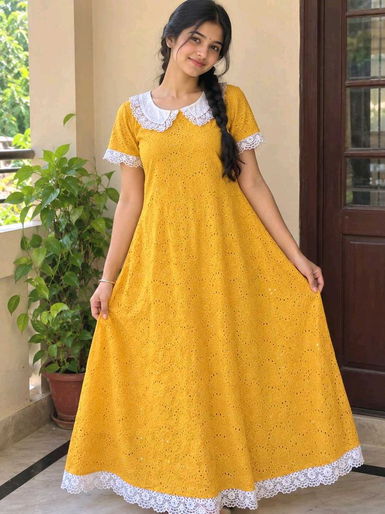 Beautiful Yellow Cotton Gown
