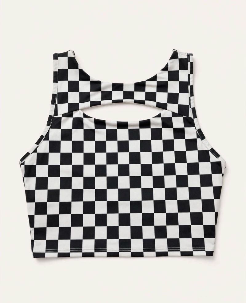 Checkerboard Cut-Out Crop Top
