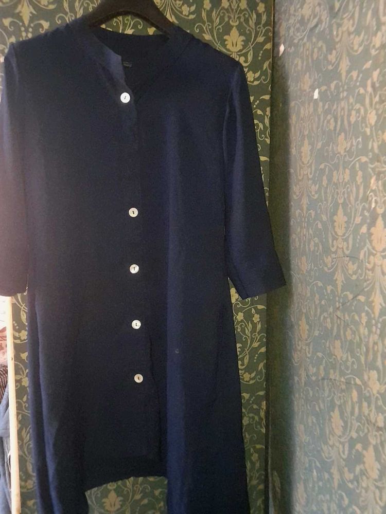 Navy Button-Down kurta indowestern