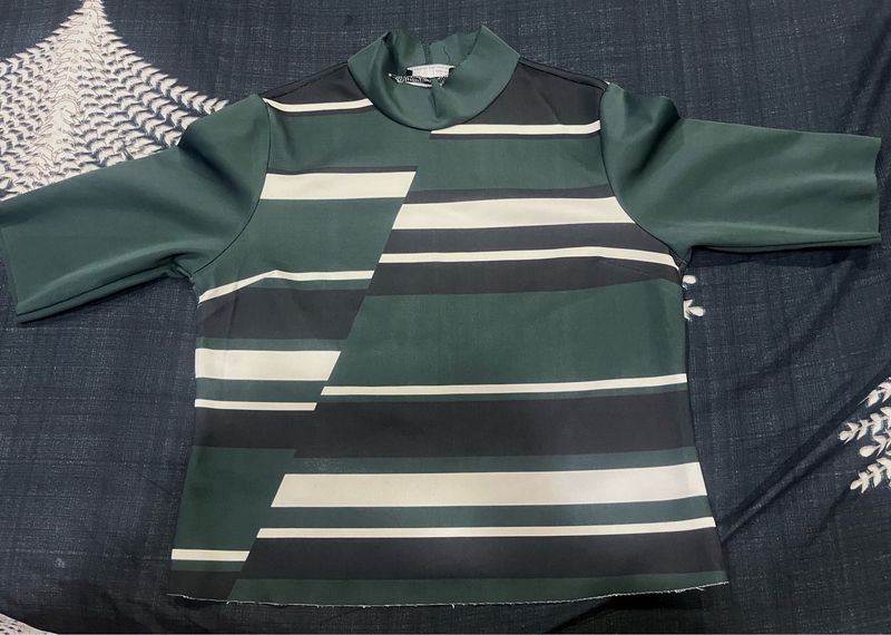 Zara Striped Mock Neck Top