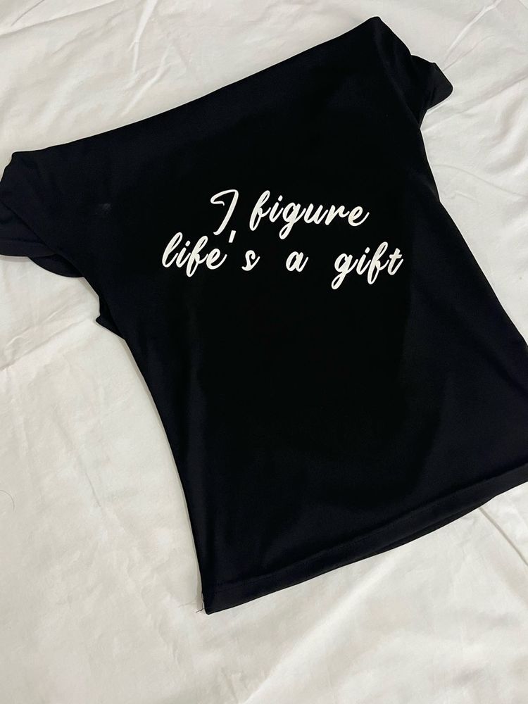 Black Graphic tops "Life's a Gift"