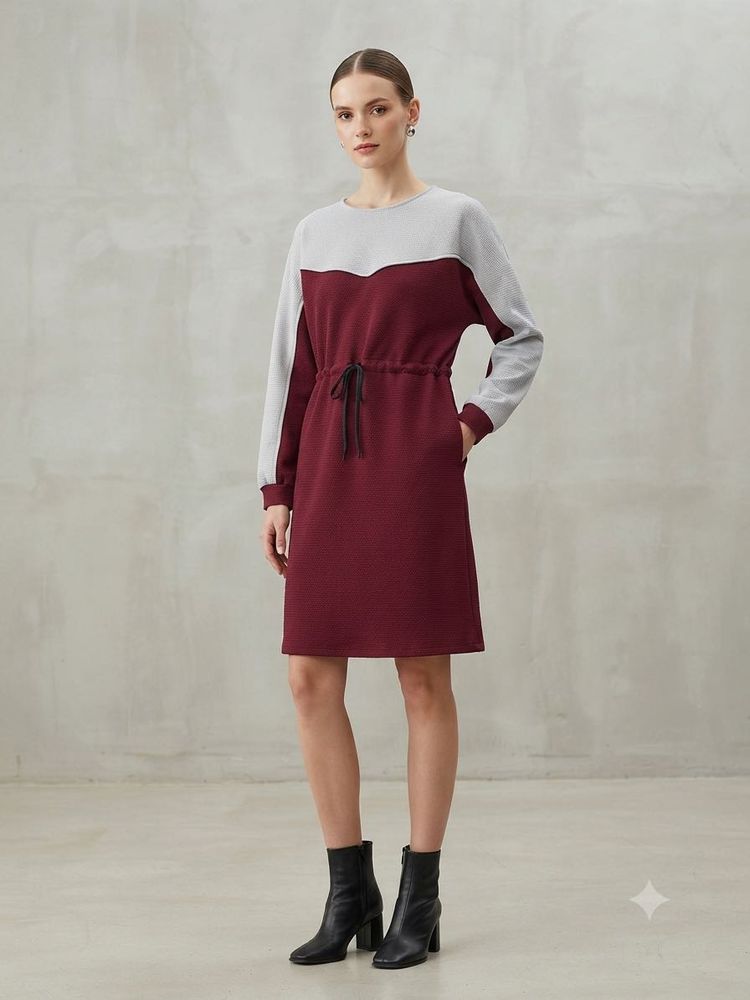 Colorblock Drawstring Dress