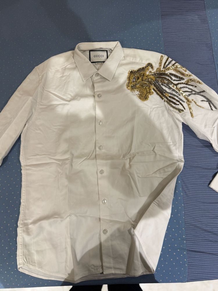 white tiger printed shirt