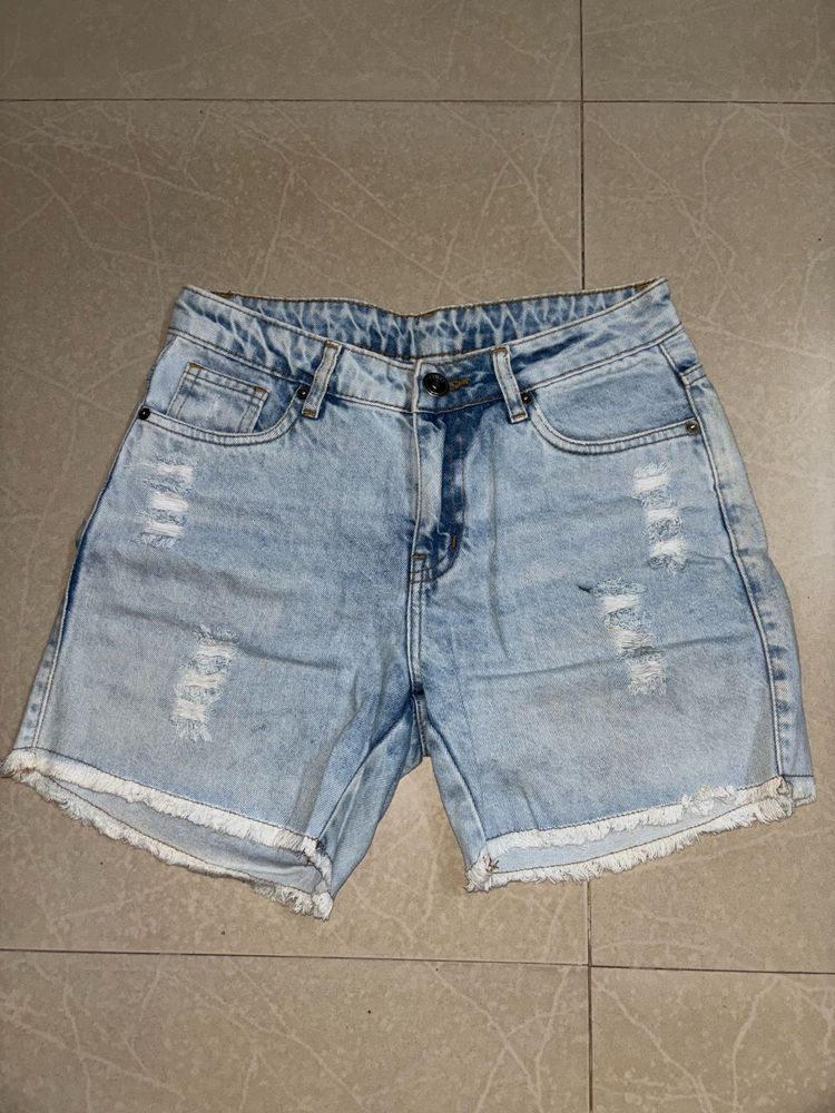 Distressed Denim Shorts