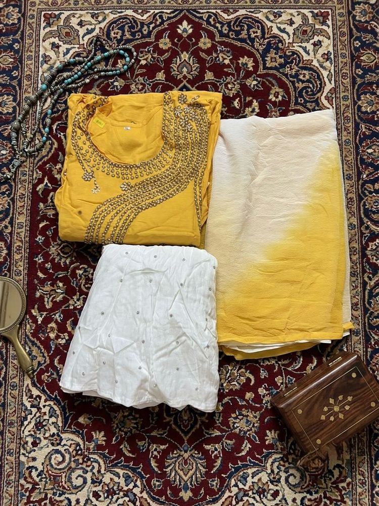 Elegant Yellow Kurta Set -Sharara with Dupatta