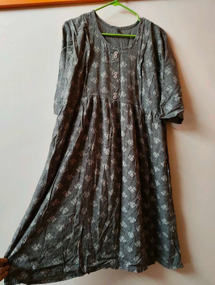Elegant Grey Printed Kurta