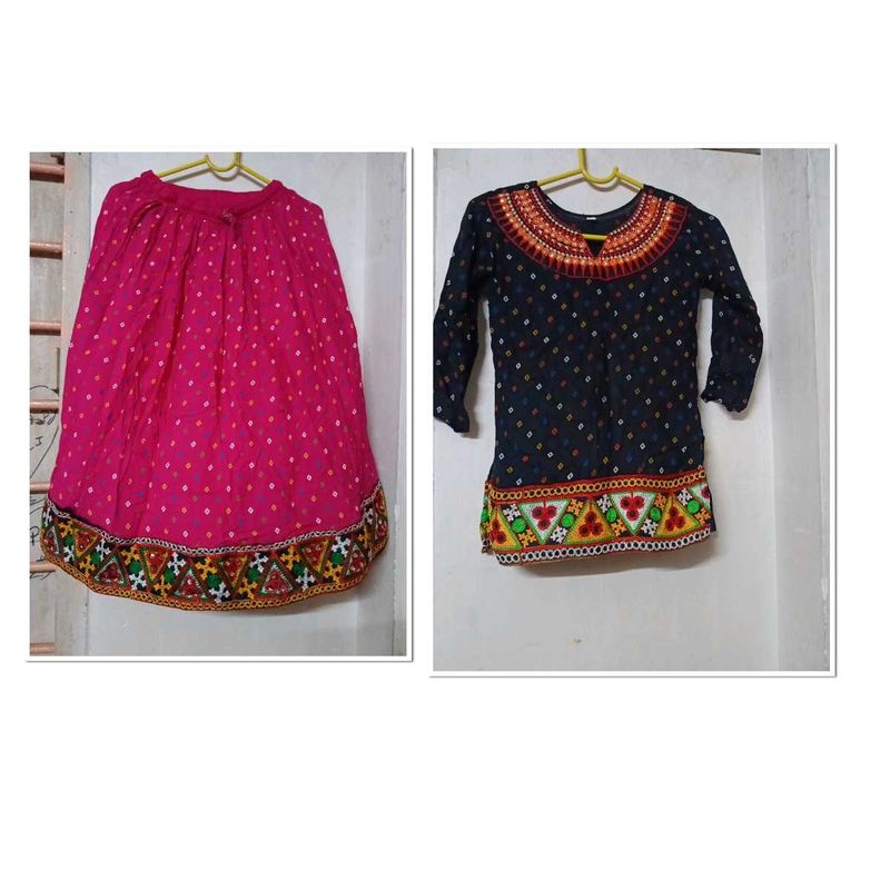 Embroidered Skirt and Kurti Set