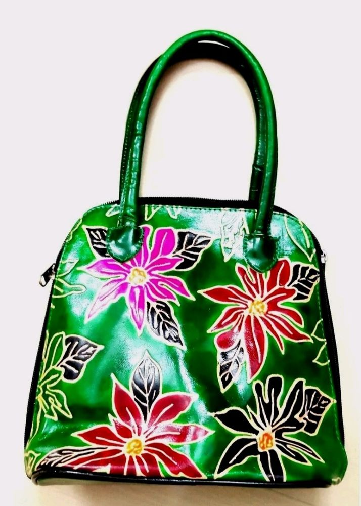 🟢 New Floral Pure Leather Handbag