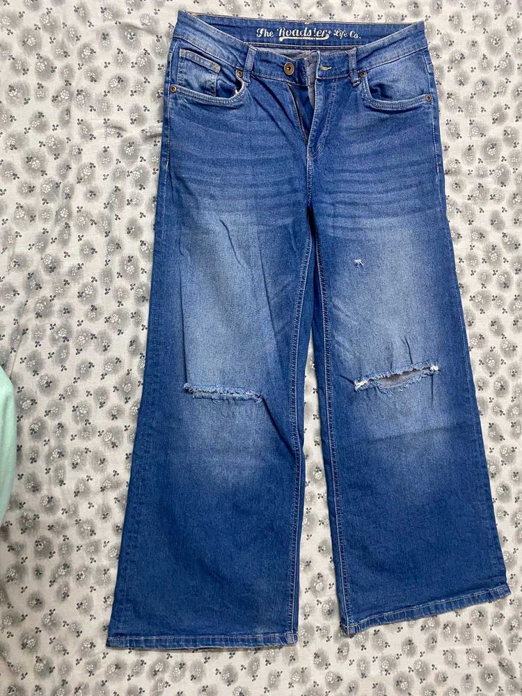 Women's Wide Leg Ripped Jeans