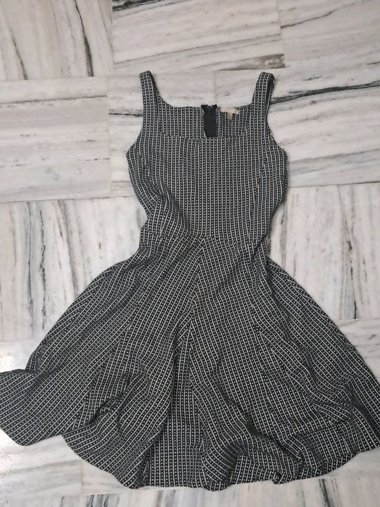 Square Neck Flared Dress - Bordeaux