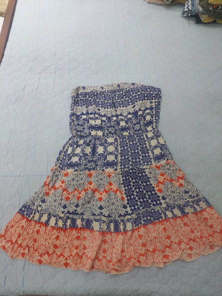 Bohemian Strapless Print Dress