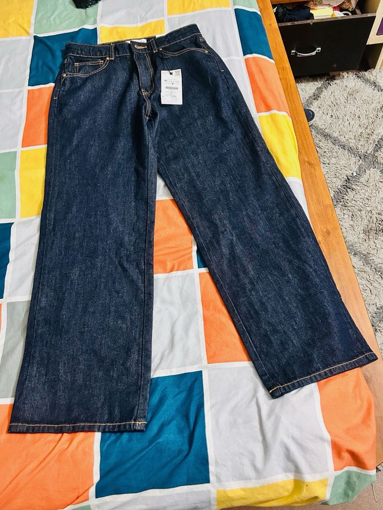 Zara original Dark Wash Wide Leg Denim Jeans