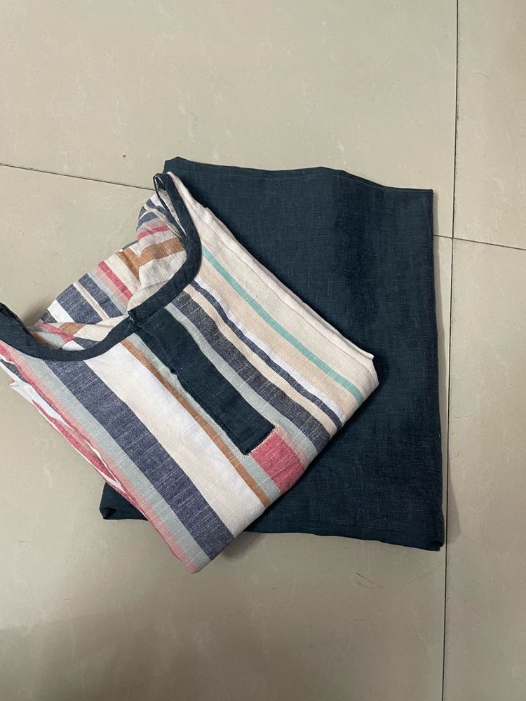 Striped Linen Top &amp; Pants Set