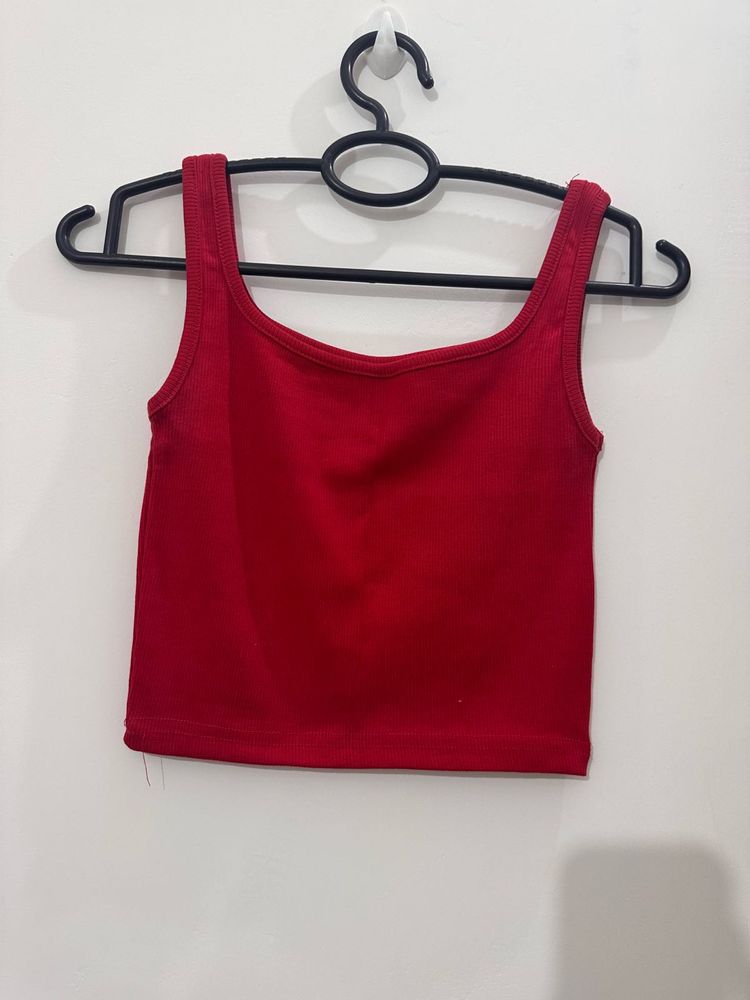Trendy Red Tank Top, Free Size