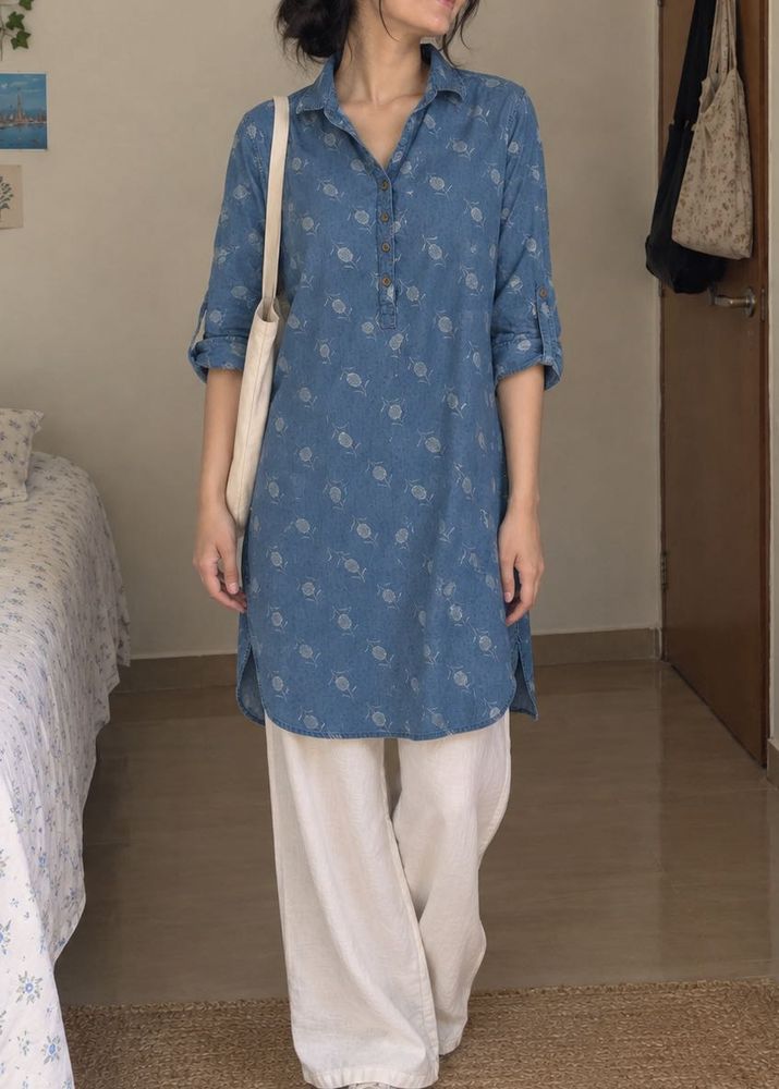 Blue Printed Tunic Kurti