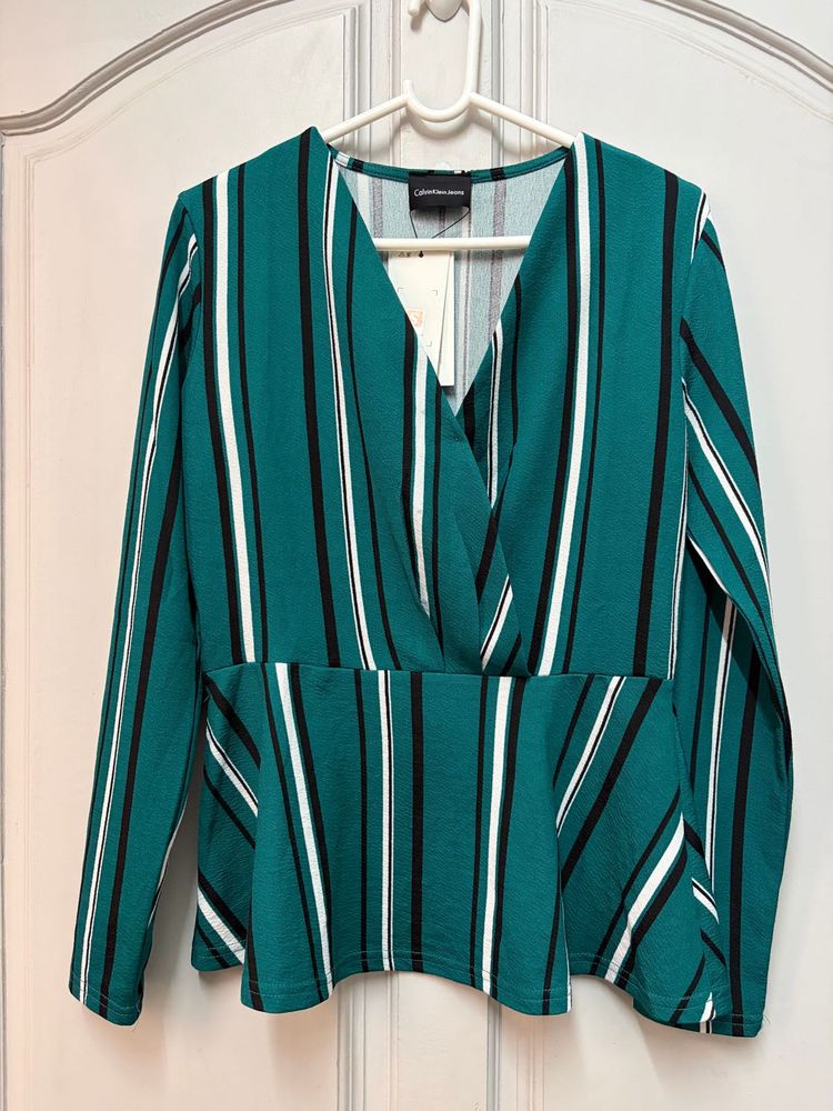 Calvin Klein Striped V-Neck Top