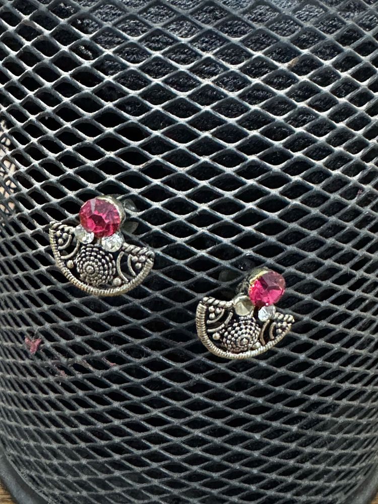 Exquisite Ethnic Earrings with Pink Stones