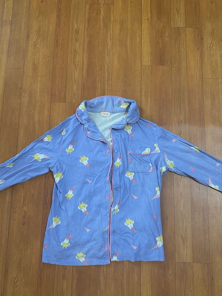 Cute Blue Ice Cream Print Pajama Top