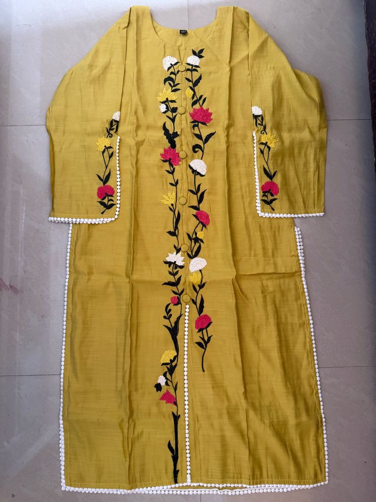 Embroidered Yellow Kurta
