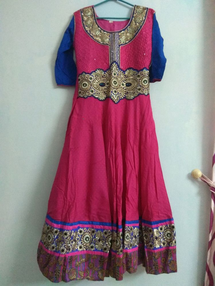 Pink And Blue Beatiful Long Dress For Women