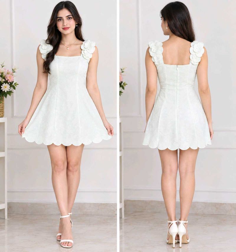 Elegant Floral Detail Mini Dress