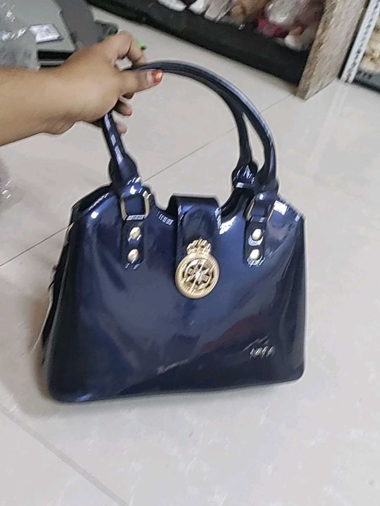 Stylish Navy Patent Handbag