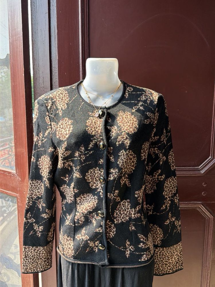 Chic Leopard Floral Print Jacket