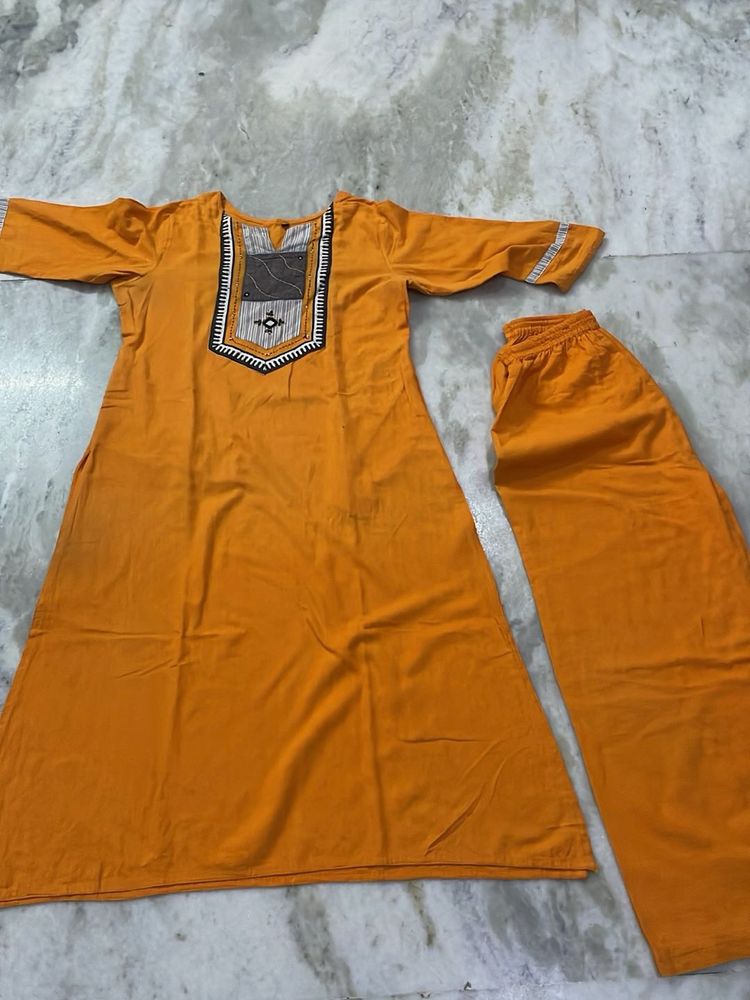 Orange Kurta Set with Pants