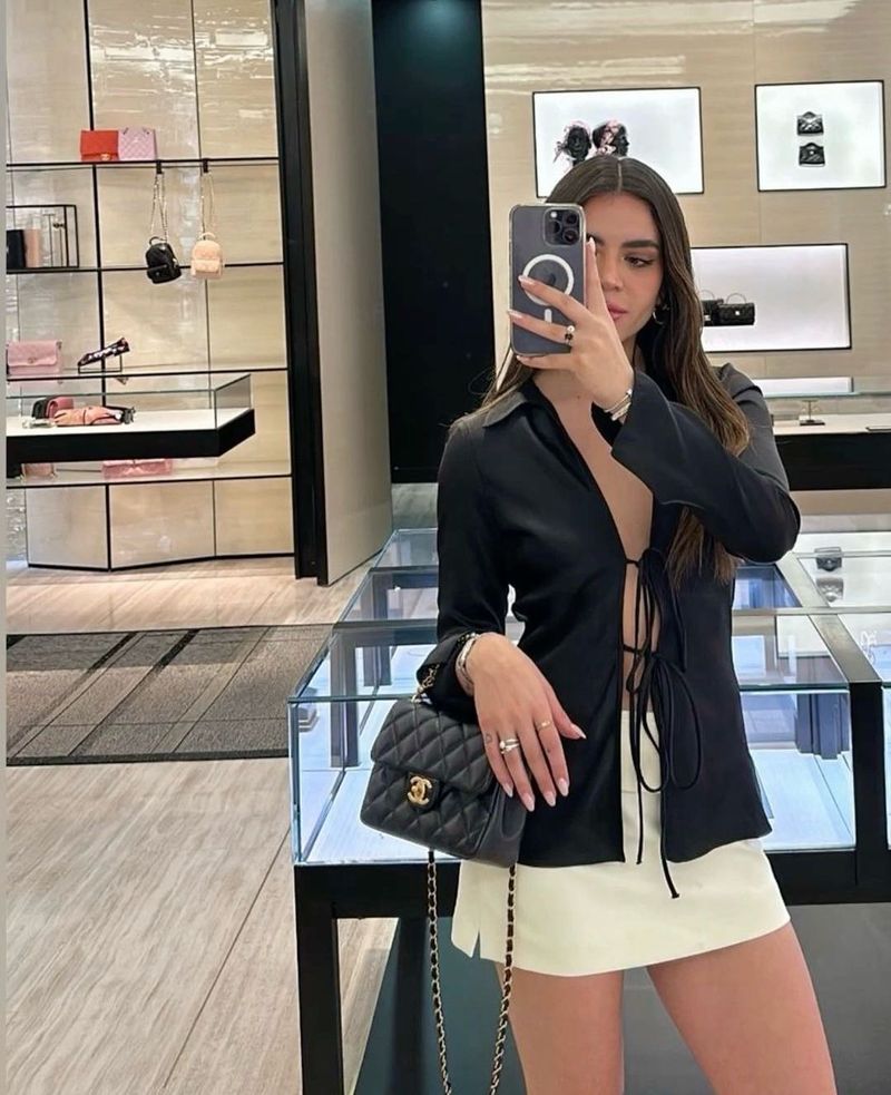 Zara Black Tie-Front Blouse