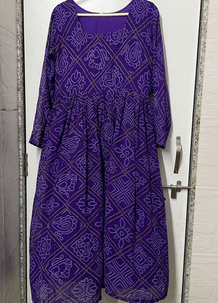 Purple Bandhani Print Kurta