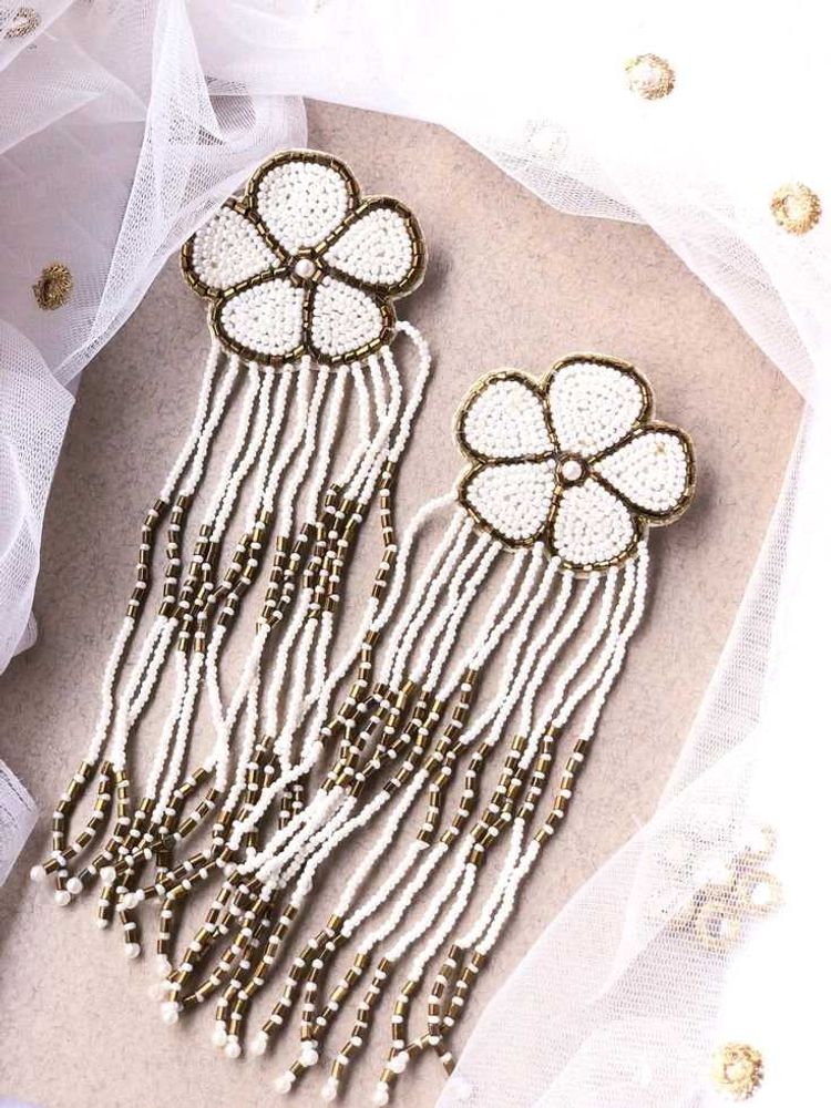 Boho Beaded Flower Dangle Earrings
