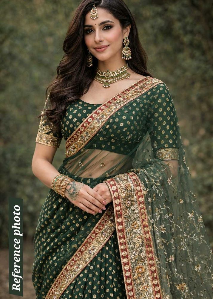 Green Embellished Saree with Blouse