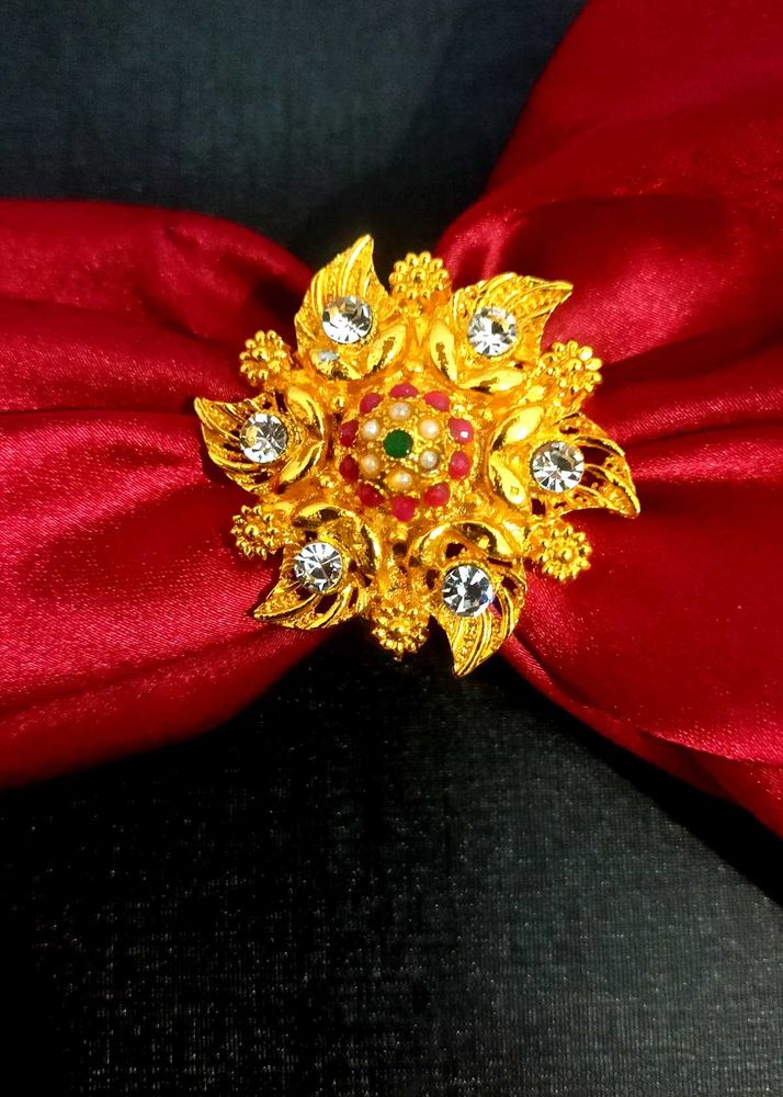 Gold Plated Kundan Statement Ring