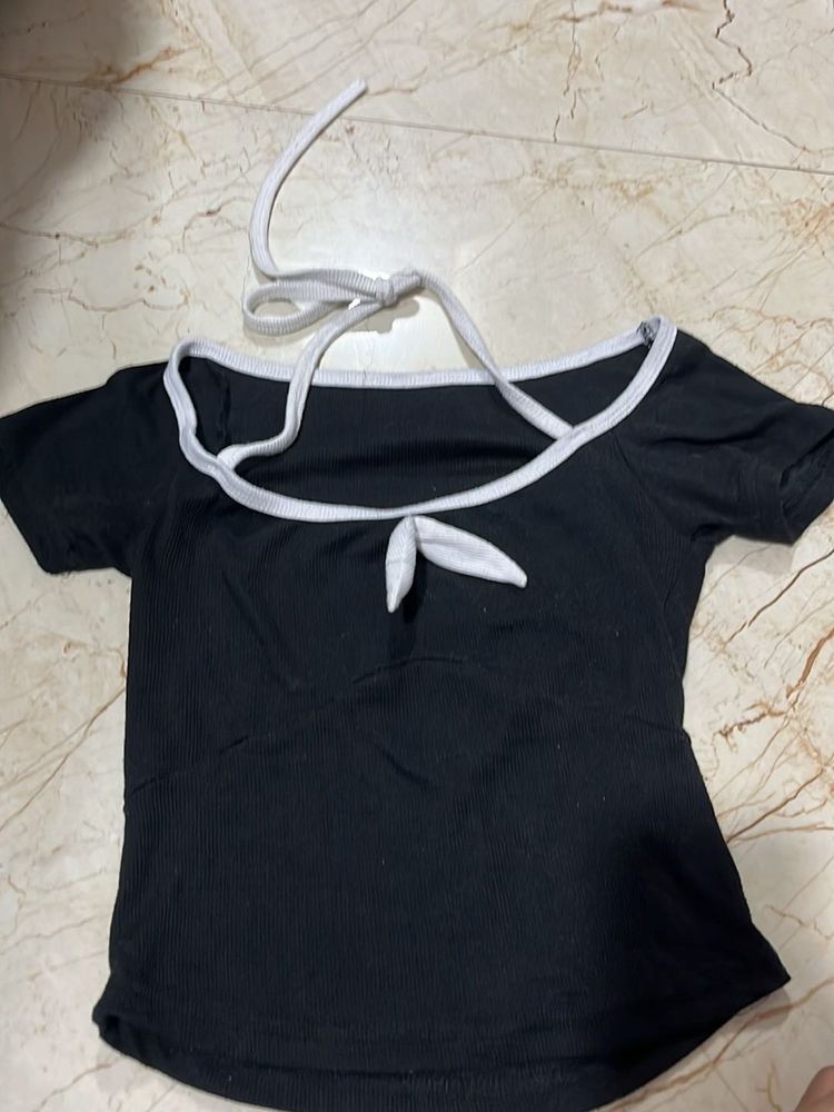 Stylish Black Halter Neck Top