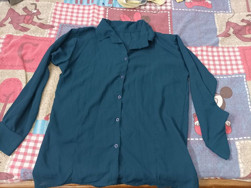 Beautiful Peacock Colour Shirt For Girls