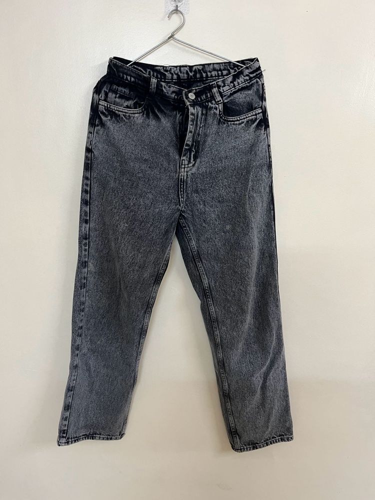 Gray Acid Wash Denim Jeans