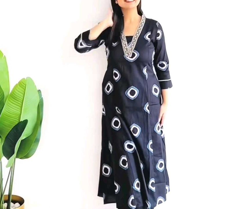 Elegant Black Printed Kurta
