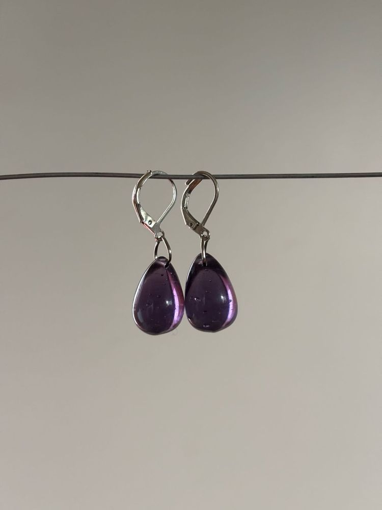 Purple Teardrop Dangle Earrings
