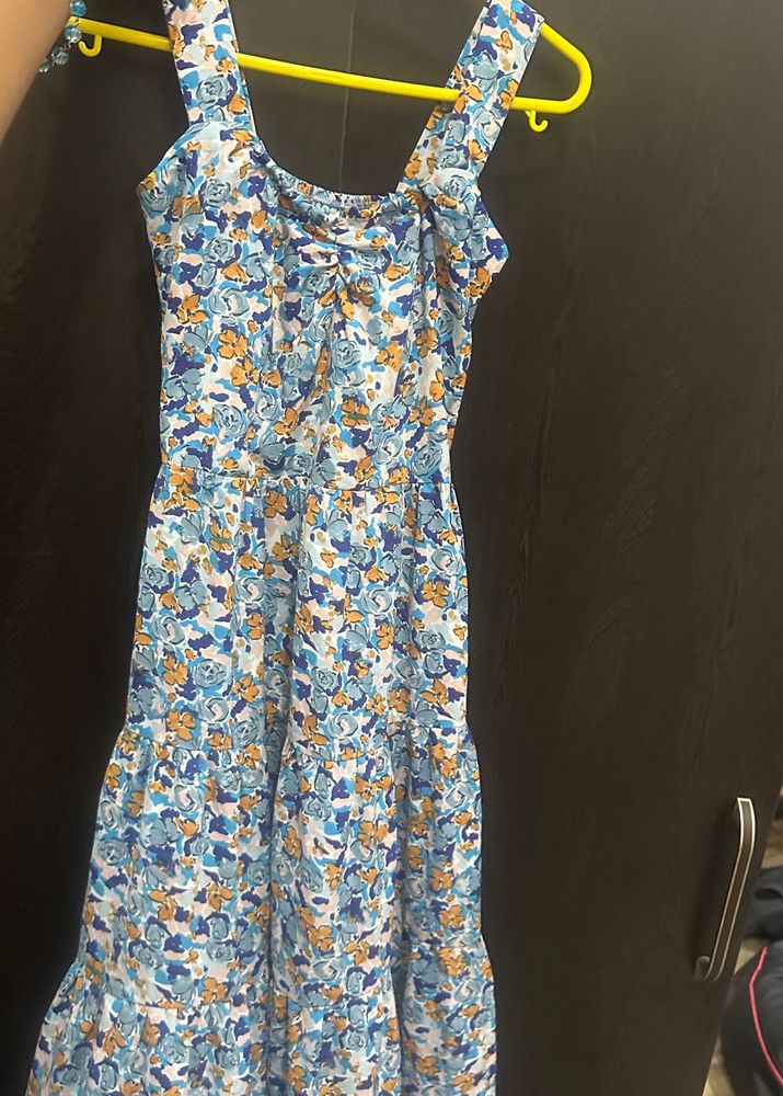 smocked floral maxi dress