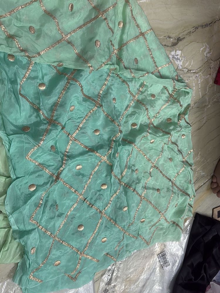 Beautiful Mint Green ombre fabric with Gold
