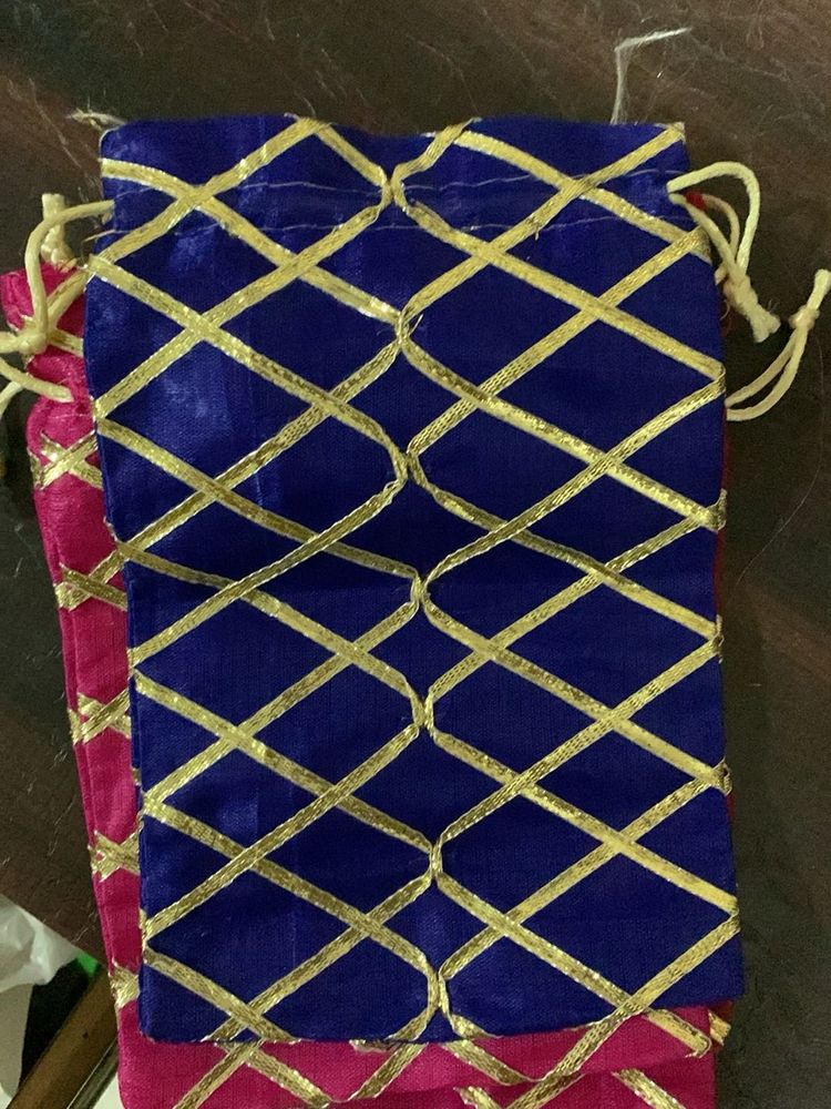 Velvet Gift Pouches - Blue &amp; Pink