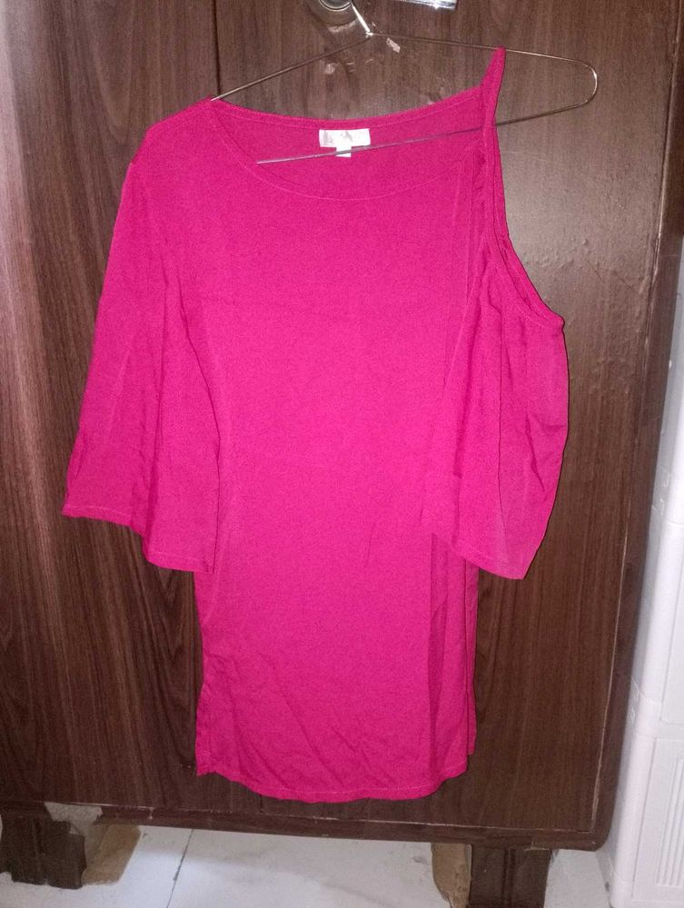 Magenta Cold Shoulder Top