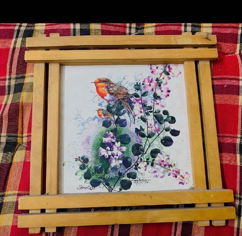 Framed Bird Painting