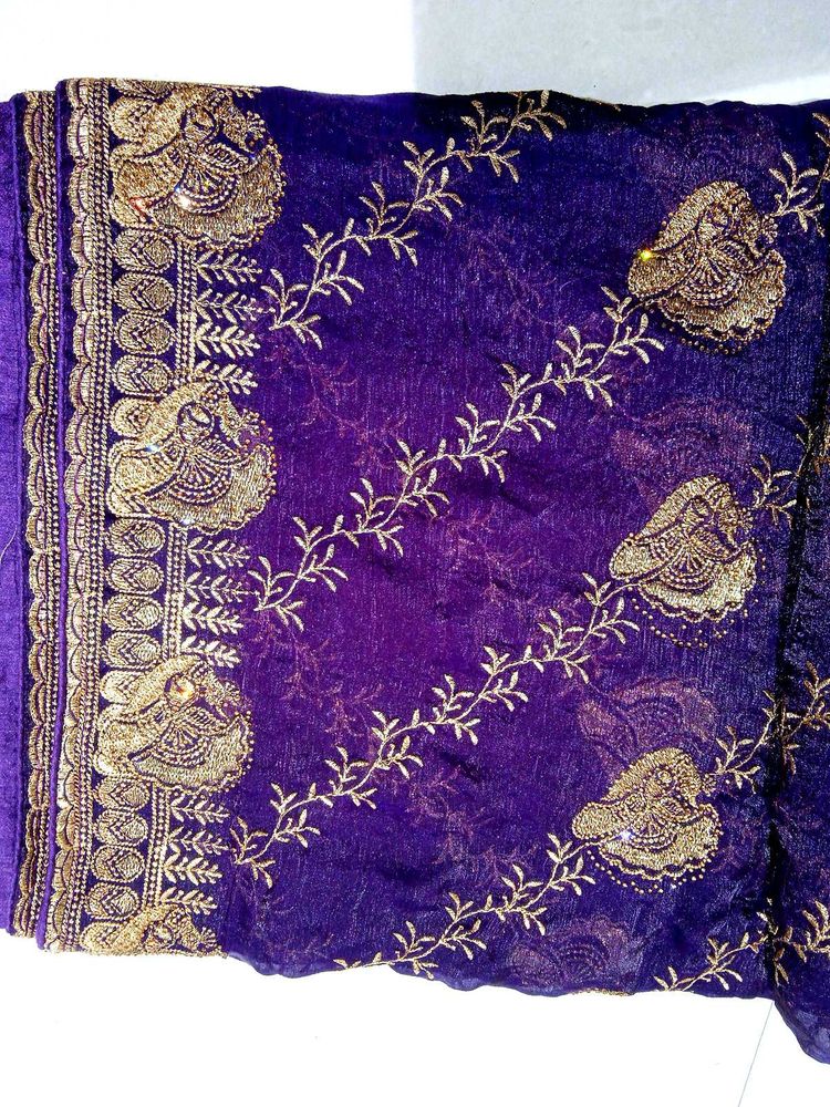 Exquisite Purple Embroidered Saree