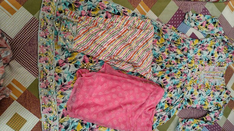 Floral Print Kurta Set with Dupatta