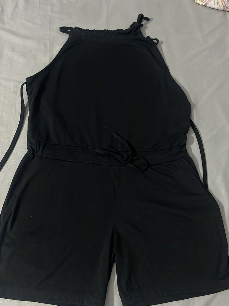 Black Halter Romper Solid Material 😍