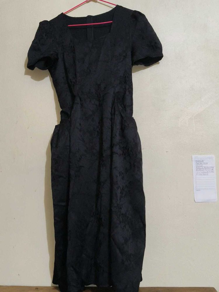 Elegant Black Jacquard Dress