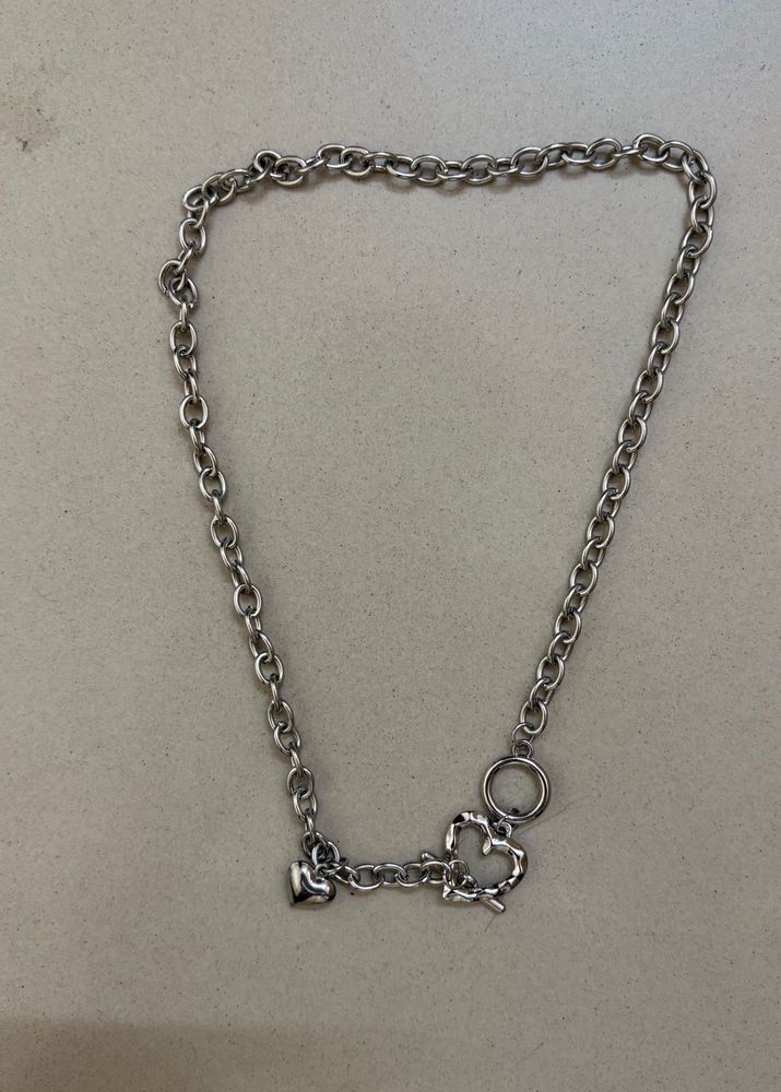 Heart Charm Silver Chain Necklace