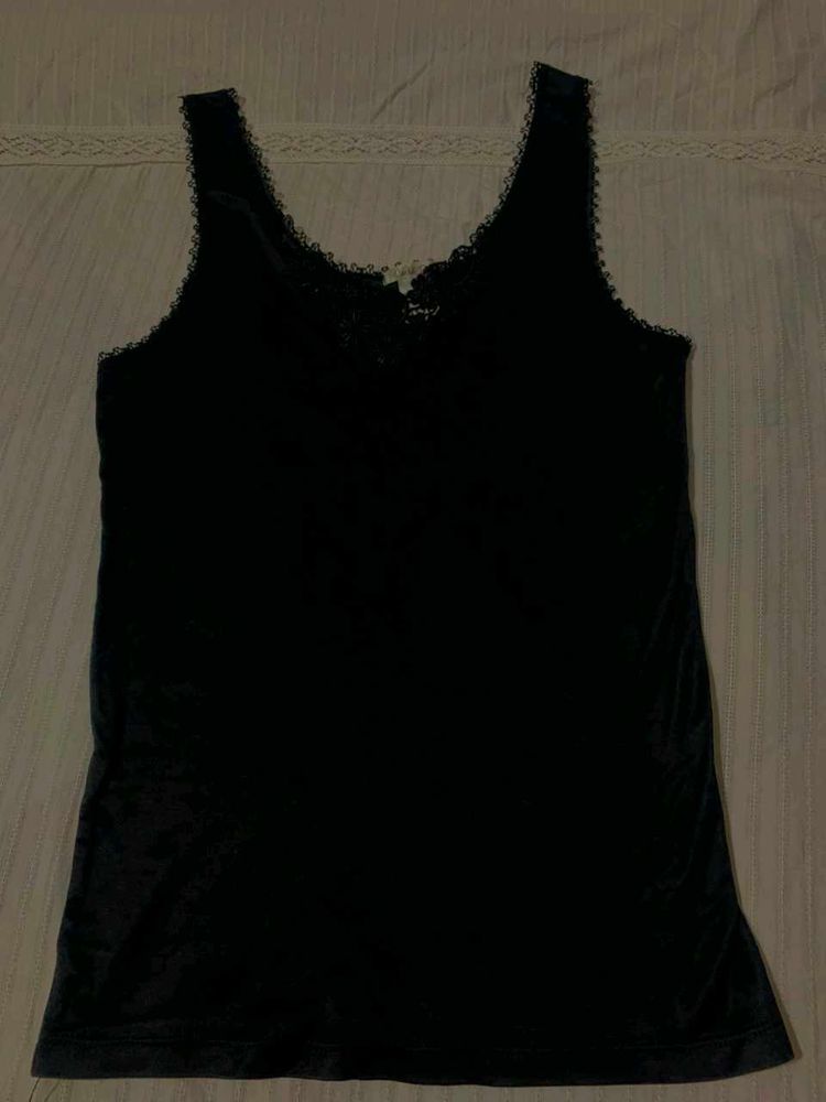 Black Lace Trim Camisole Top